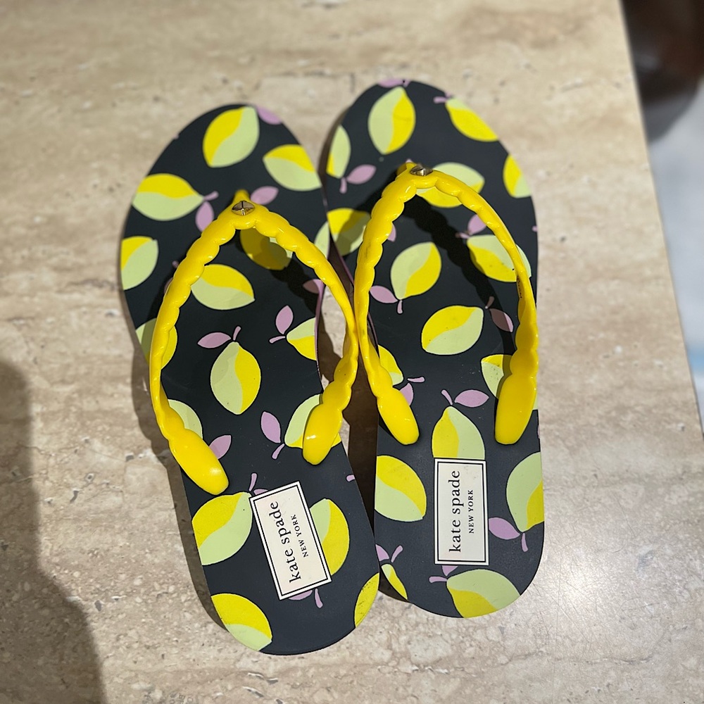 Kate Spade colorful lemon flip flops